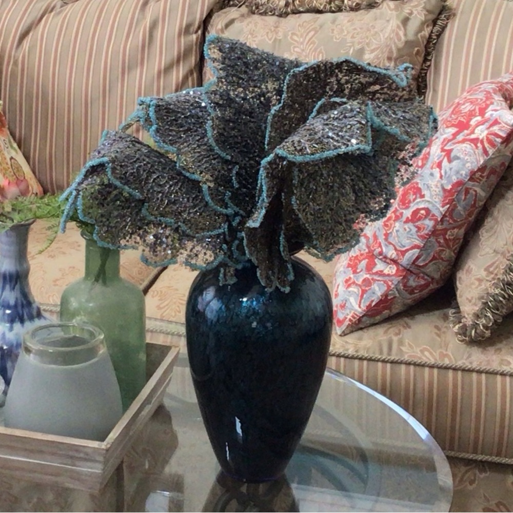 Set of 5 blue Faux Artificial Flowers Leaves - Picture 7 of 13